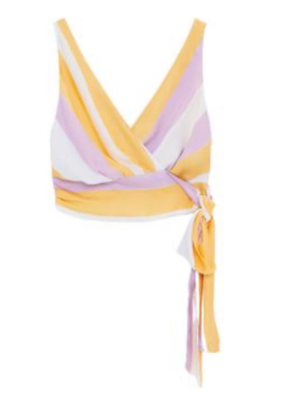 Zara Yellow & Lavender Striped Wrap Crop Top